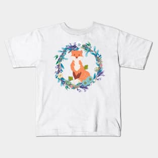 Floral fox flower wreath - Garland Kids T-Shirt